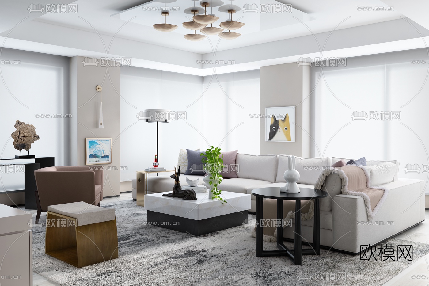 Elizabeth Metcalfe设计 现代客厅3d模型下载（渲染图1）