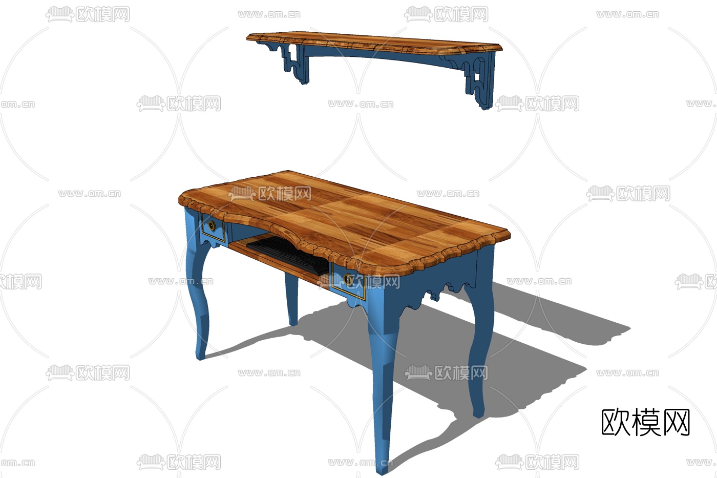 简欧书桌免费su模型下载