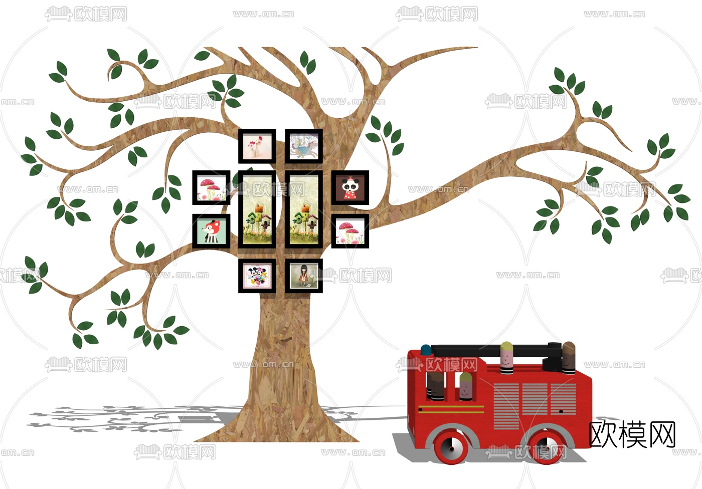 北欧儿童墙面装饰su模型下载