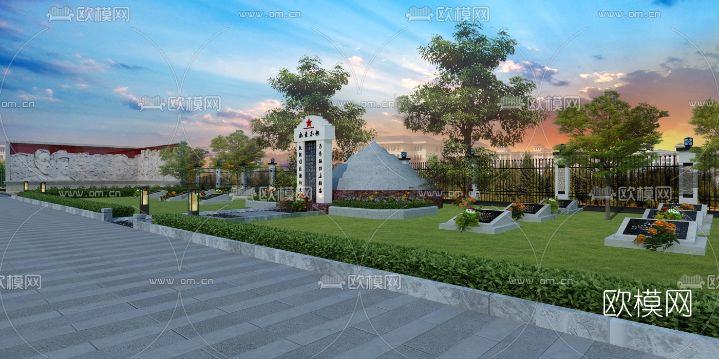 现代烈士陵园展区3d模型下载（渲染图3）