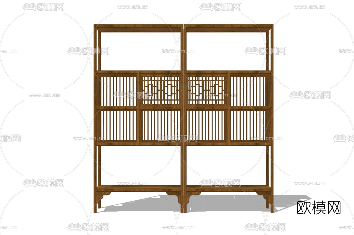 新中式实木装饰架免费su模型下载