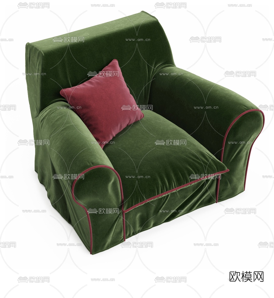 简欧布艺休闲沙发3d模型下载（渲染图3）