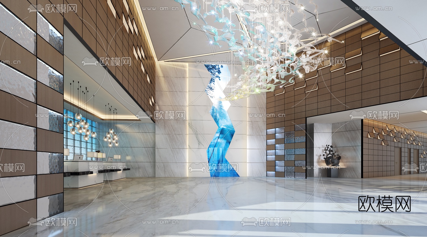 现代酒店大厅3d模型下载（渲染图2）