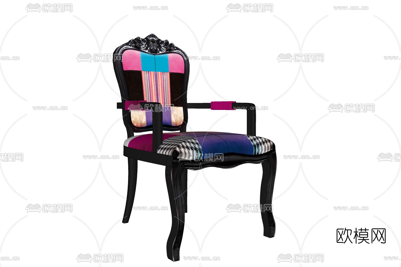 欧式布艺单椅免费su模型下载