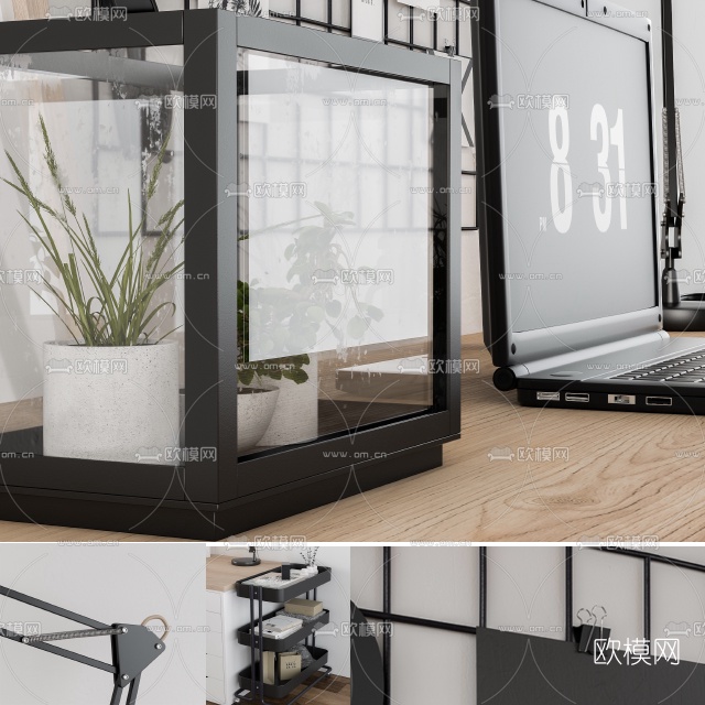 北欧书桌椅3d模型