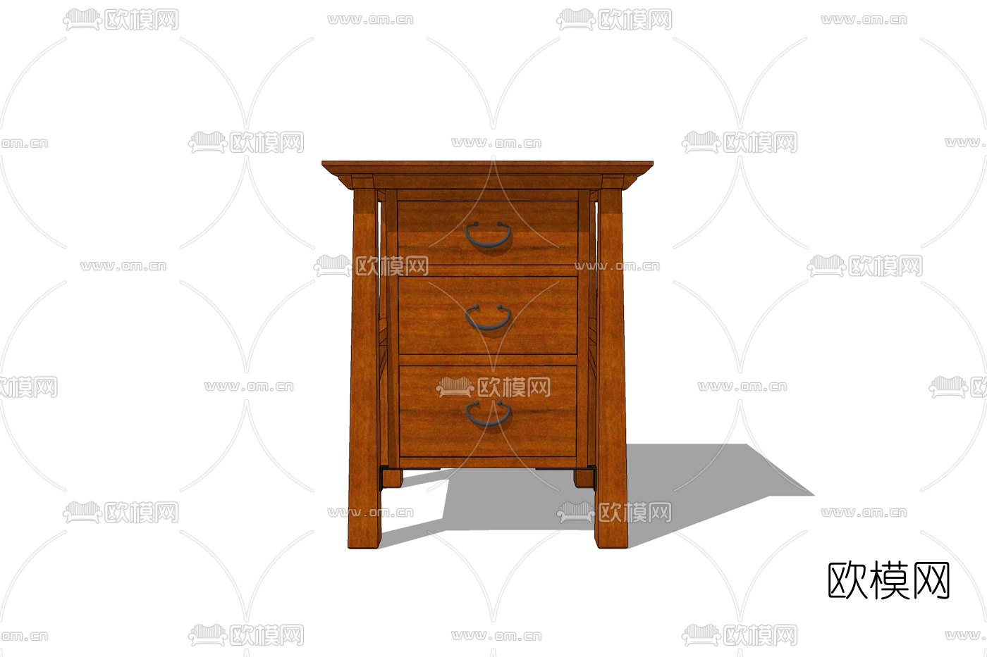 欧式实木床头柜免费su模型下载
