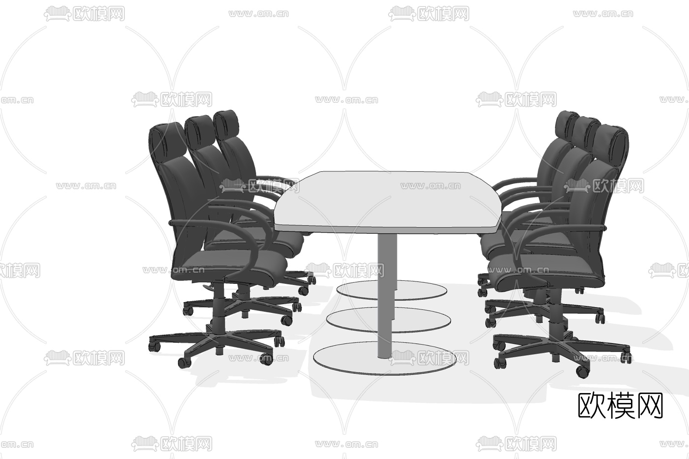 现代实木会议桌免费su模型下载