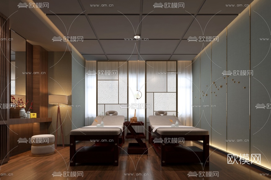 现代spa双人护理房3d模型下载