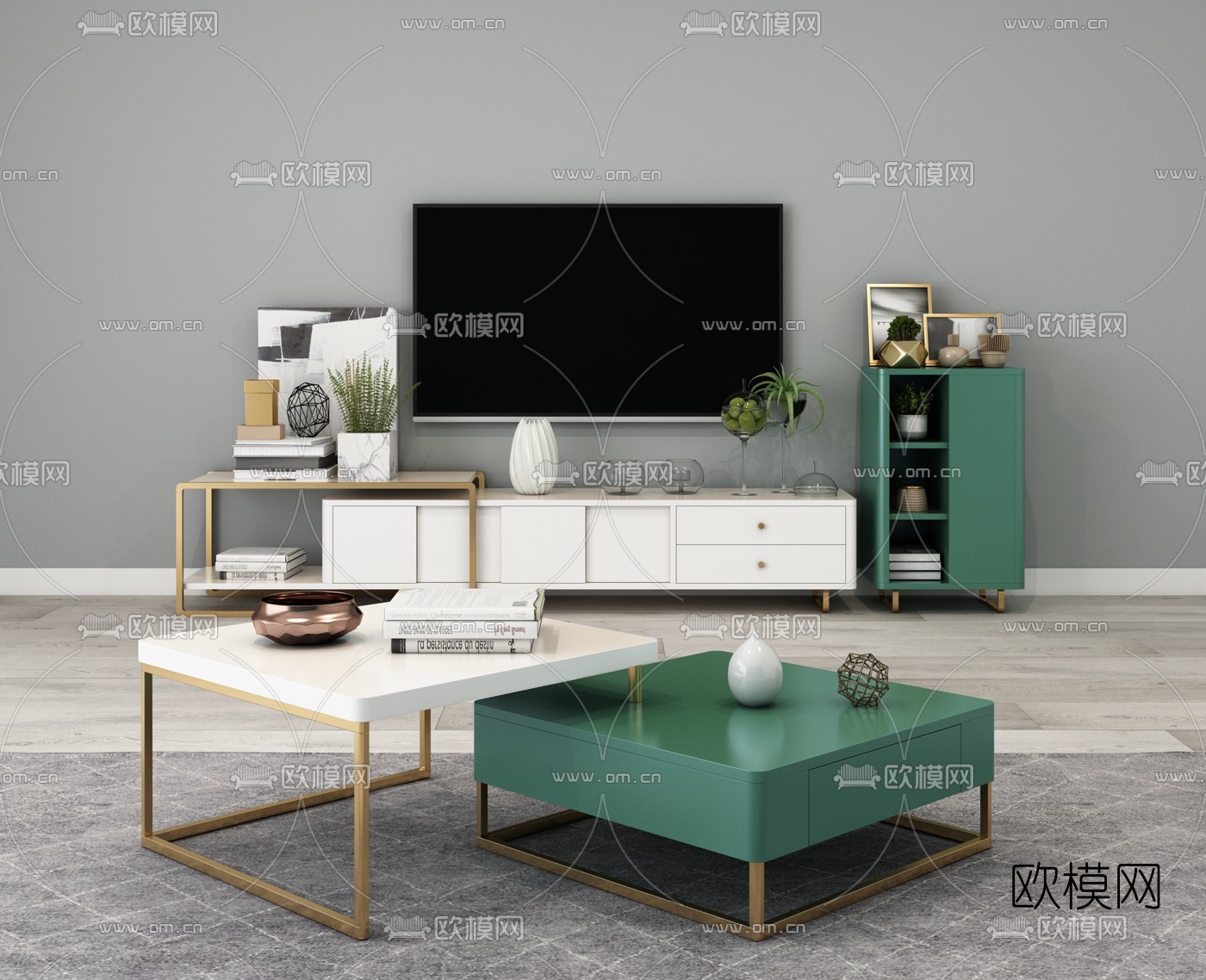 现代烤漆电视柜茶几3d模型