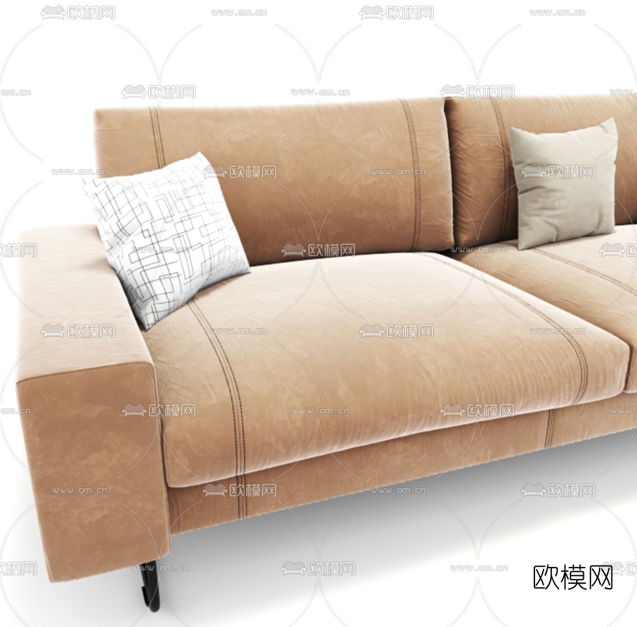 现代布艺双人沙发3d模型下载（渲染图2）