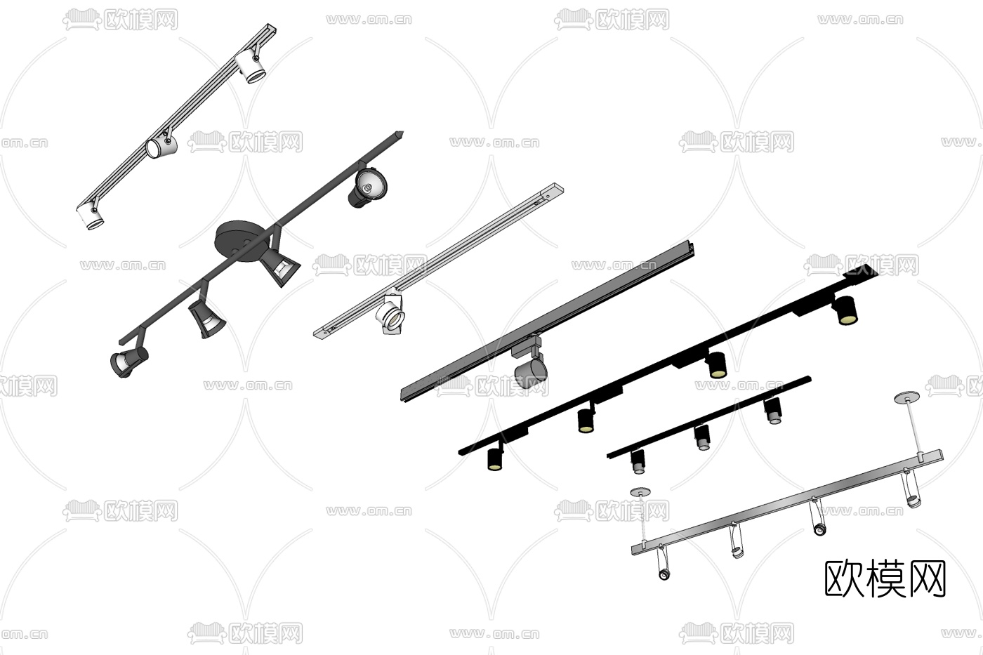 现代金属射灯免费su模型下载