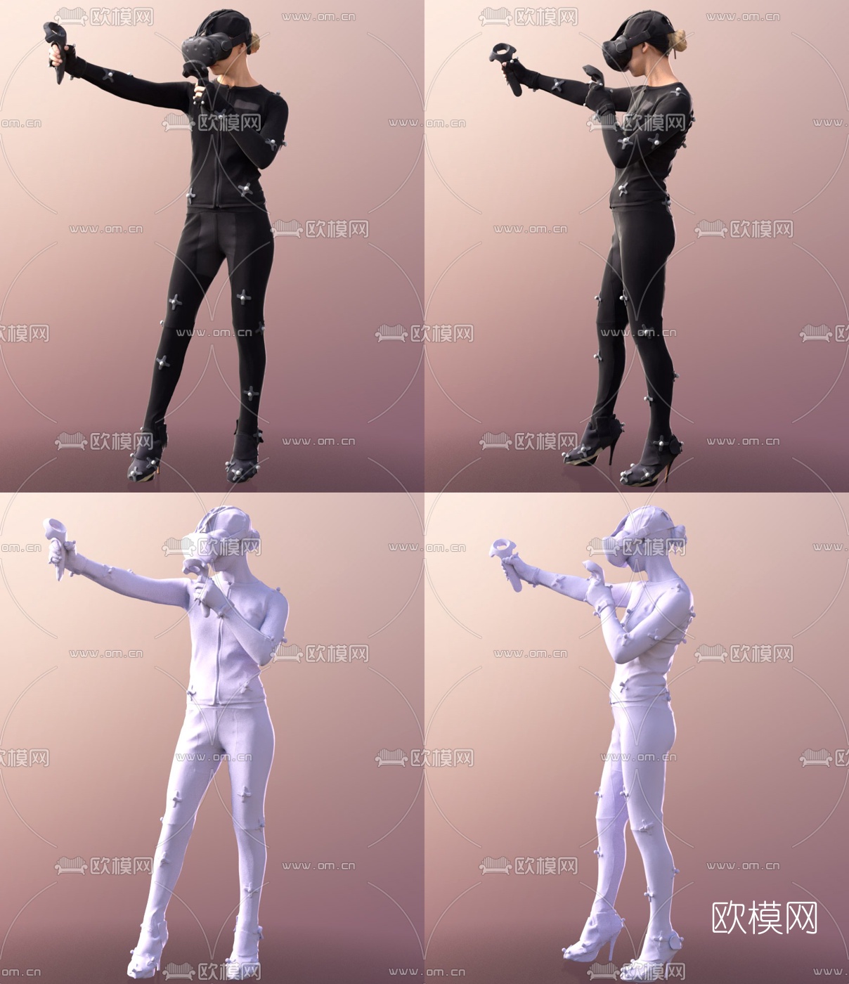 现代戴vr眼镜人物3d模型下载