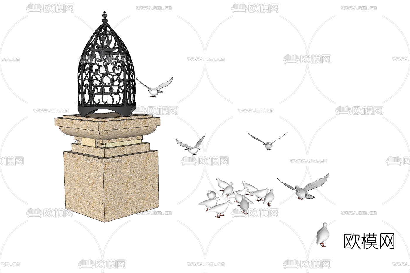 现代鸽子免费su模型下载