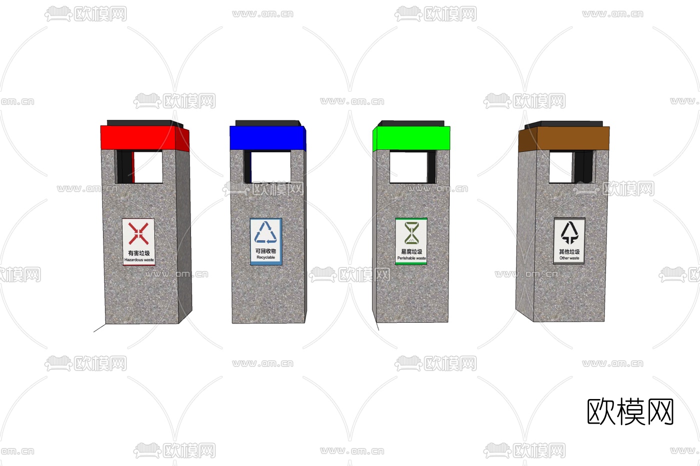 现代垃圾桶免费su模型下载