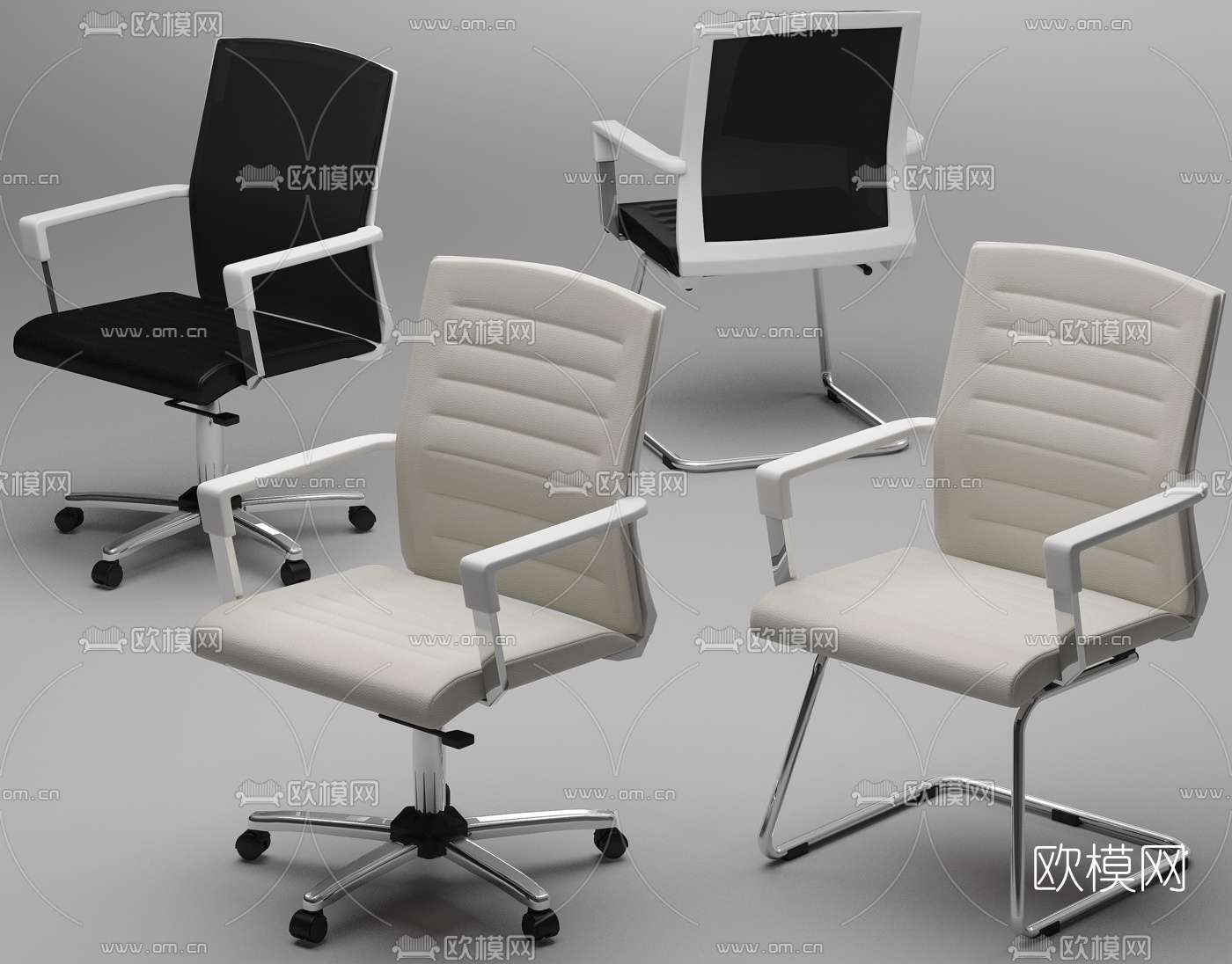 现代办公椅会议椅小转椅员工椅3d模型