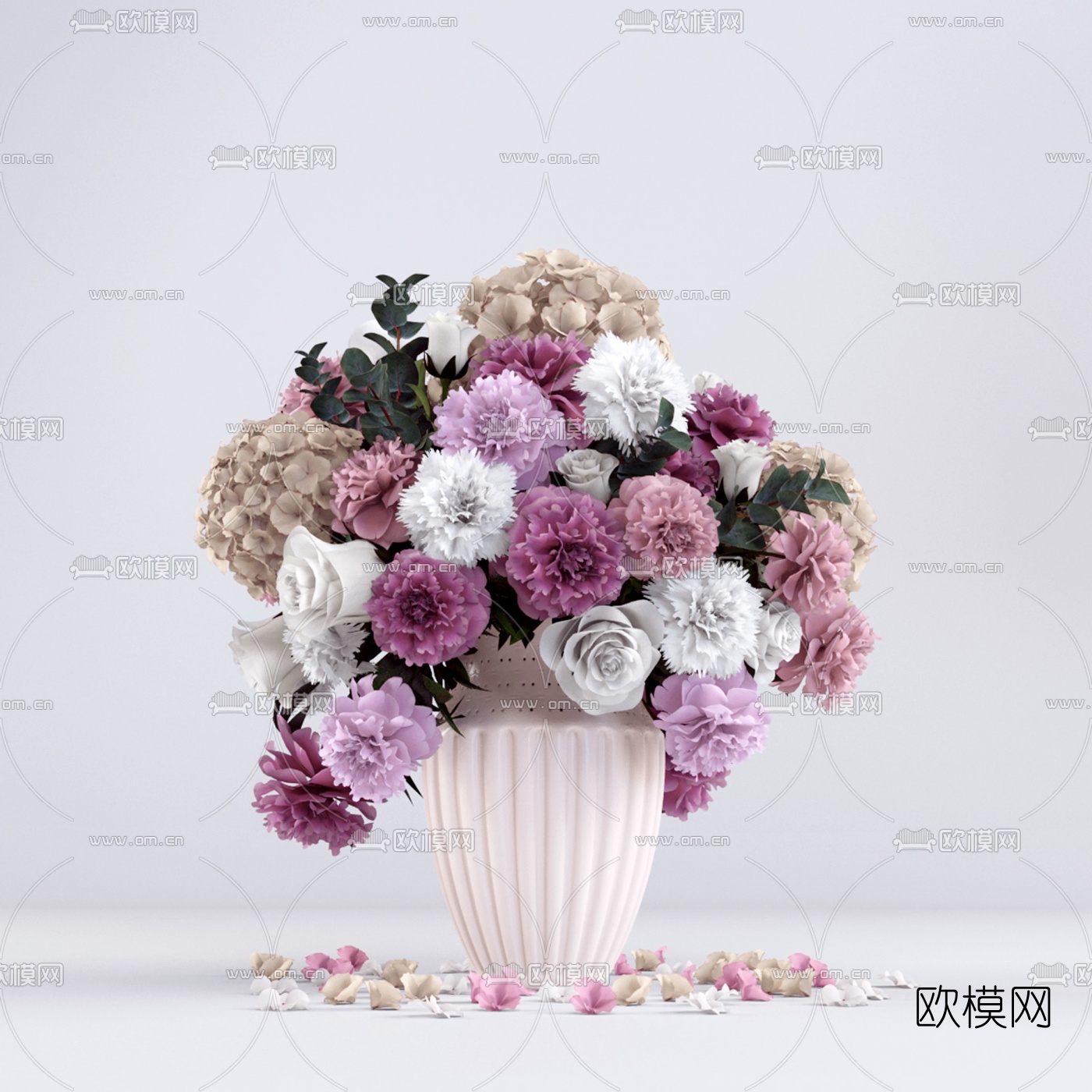 现代花瓶花束3d模型下载