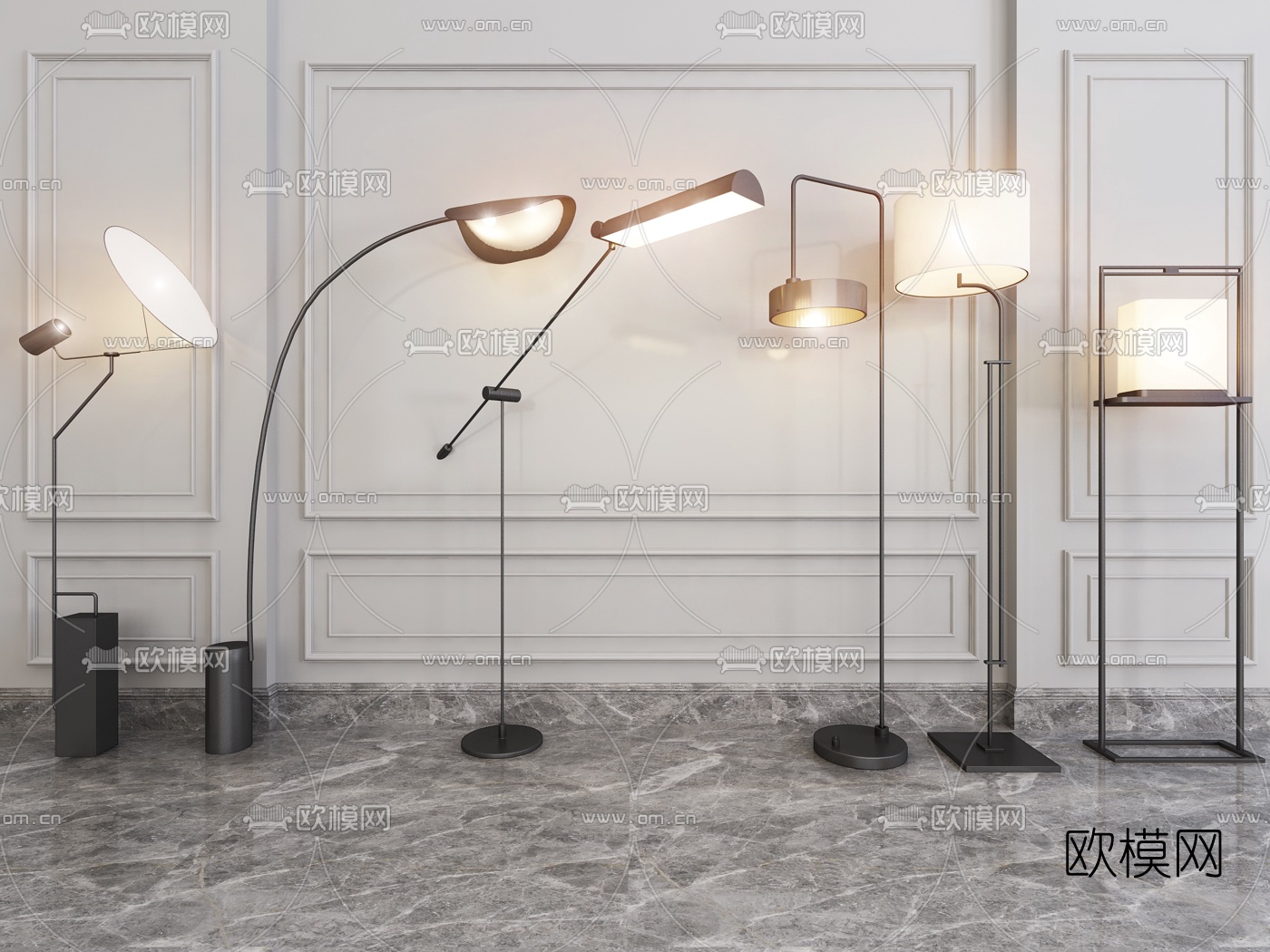 现代金属落地灯3d模型下载