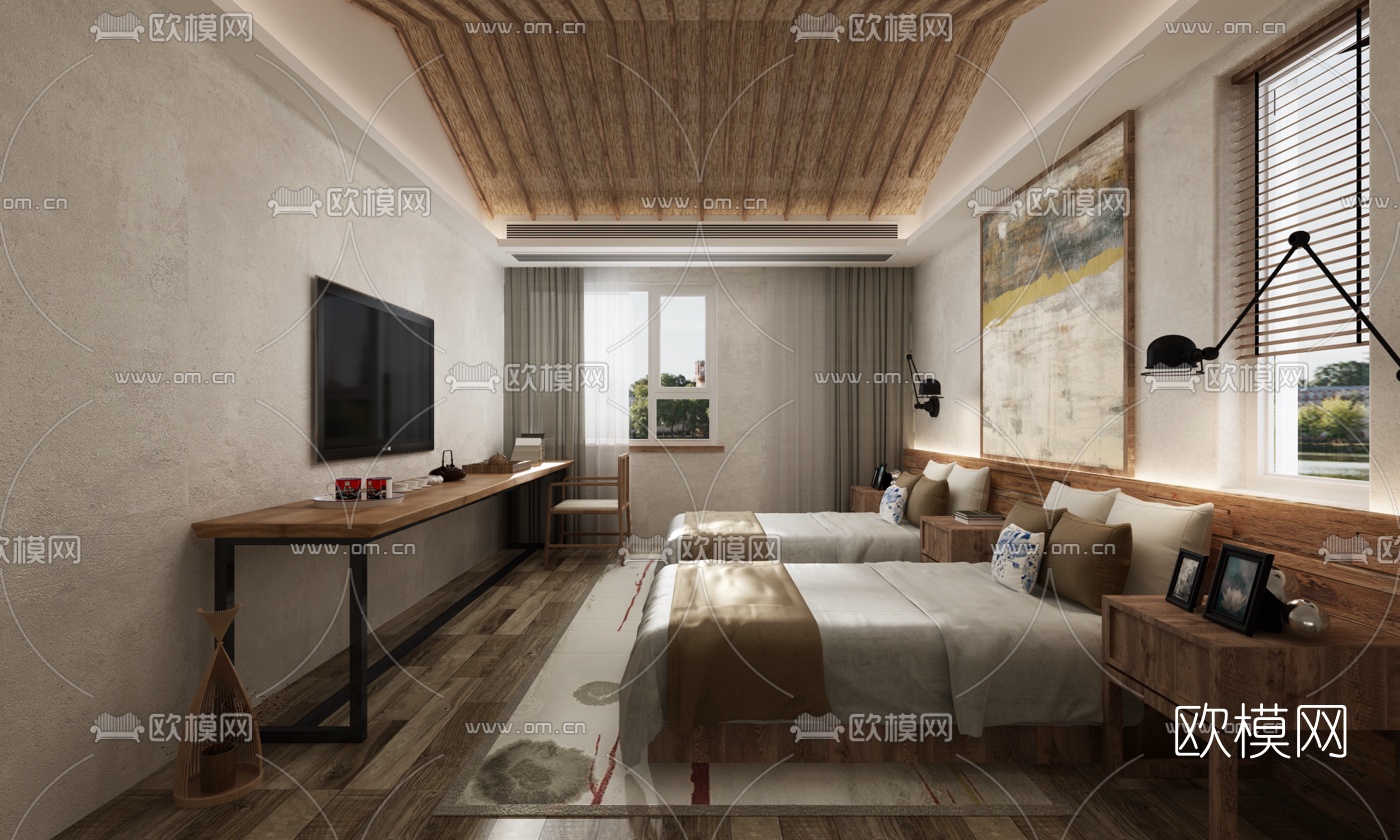 自然风民宿客房3d模型