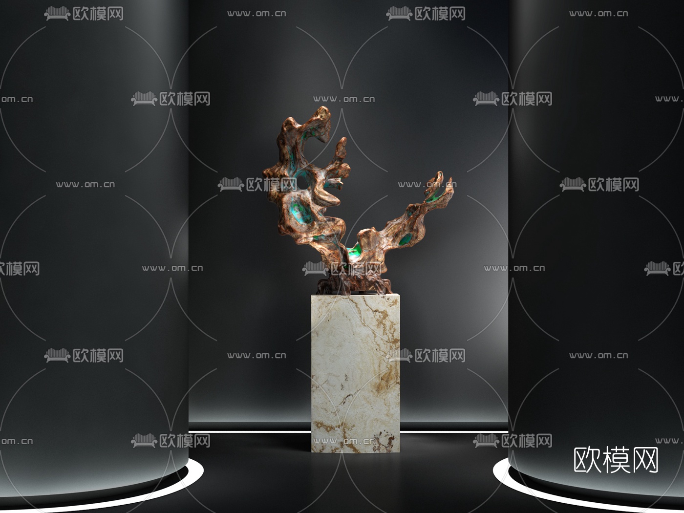 现代艺术雕塑3d模型下载（渲染图1）