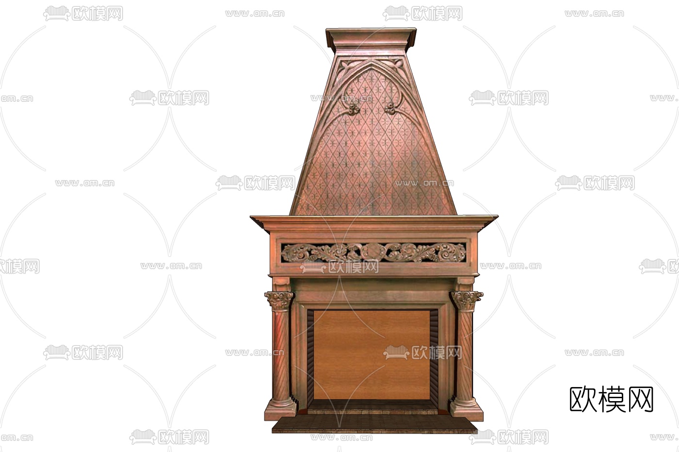 欧式古典实木壁炉免费su模型下载