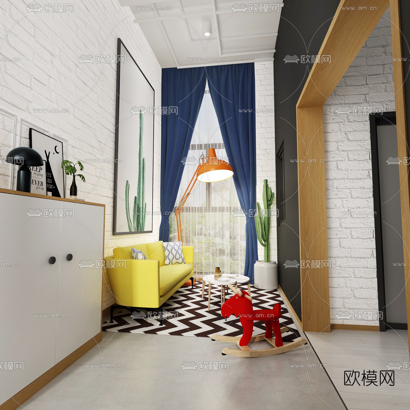 北欧幼儿园教室3d模型下载（渲染图2）