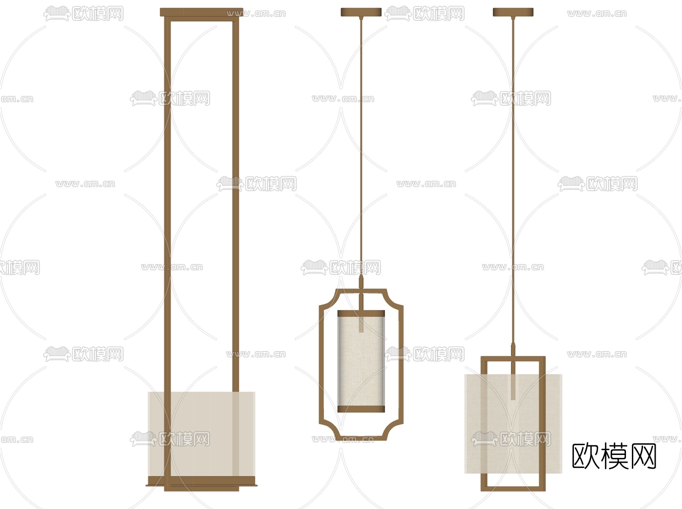 新中式吊灯su模型下载
