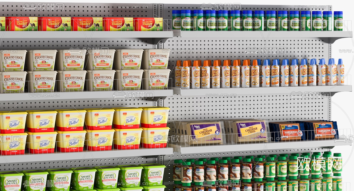 现代牛奶食品展柜3d模型下载（渲染图4）
