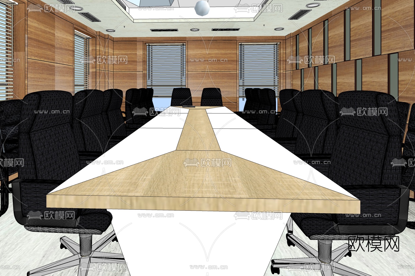 现代会议室免费su模型下载