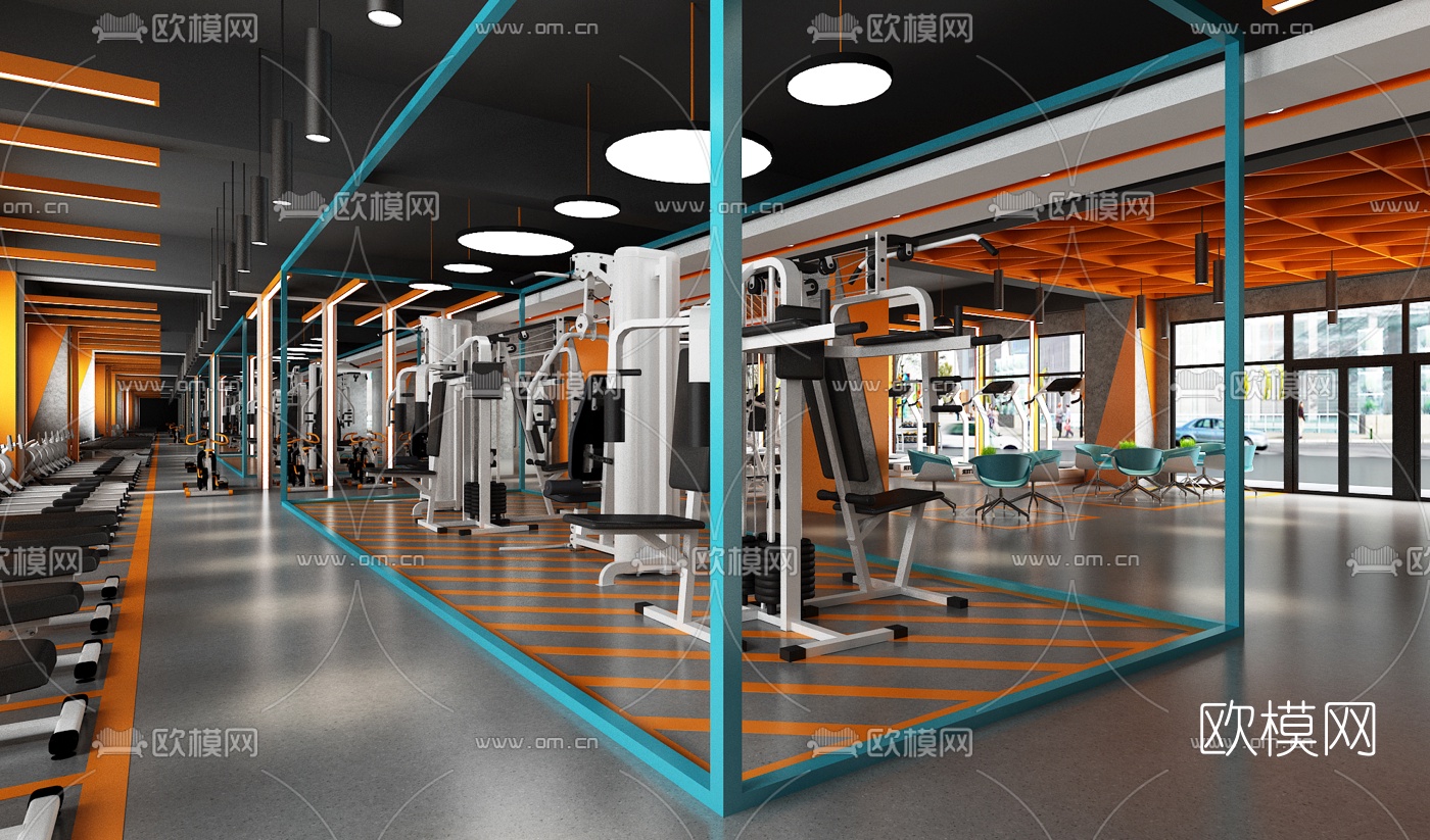 现代健身房3d模型下载（渲染图4）