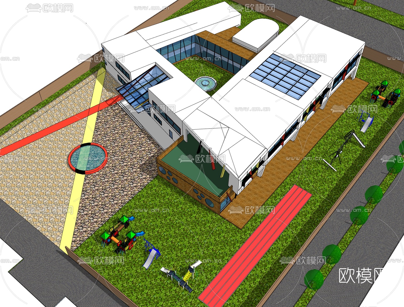 现代幼儿园免费su模型下载