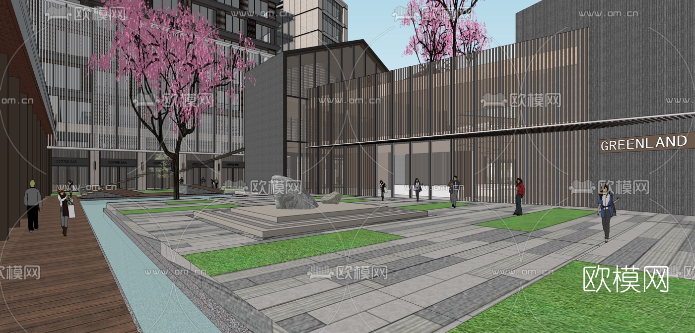 现代商业综合体建筑景观su模型