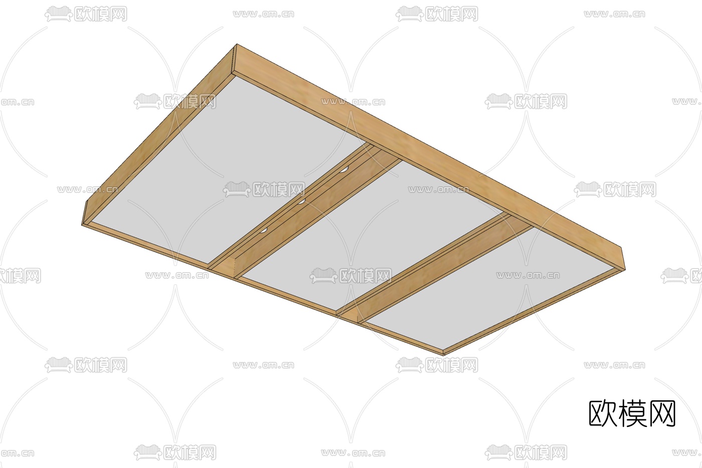 日式方形吸顶灯免费su模型下载