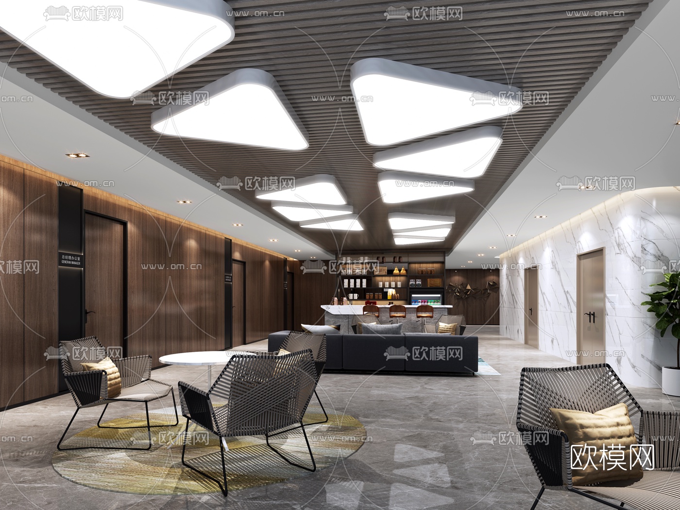 现代办公室茶水间3d模型下载