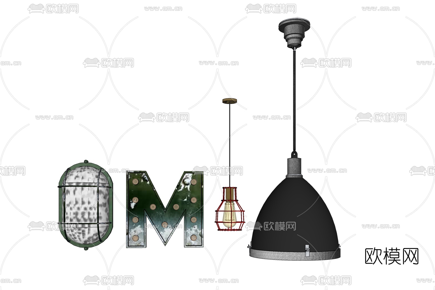 工业风吊灯免费su模型下载
