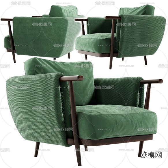 北欧布艺休闲椅3d模型下载(渲染图1)