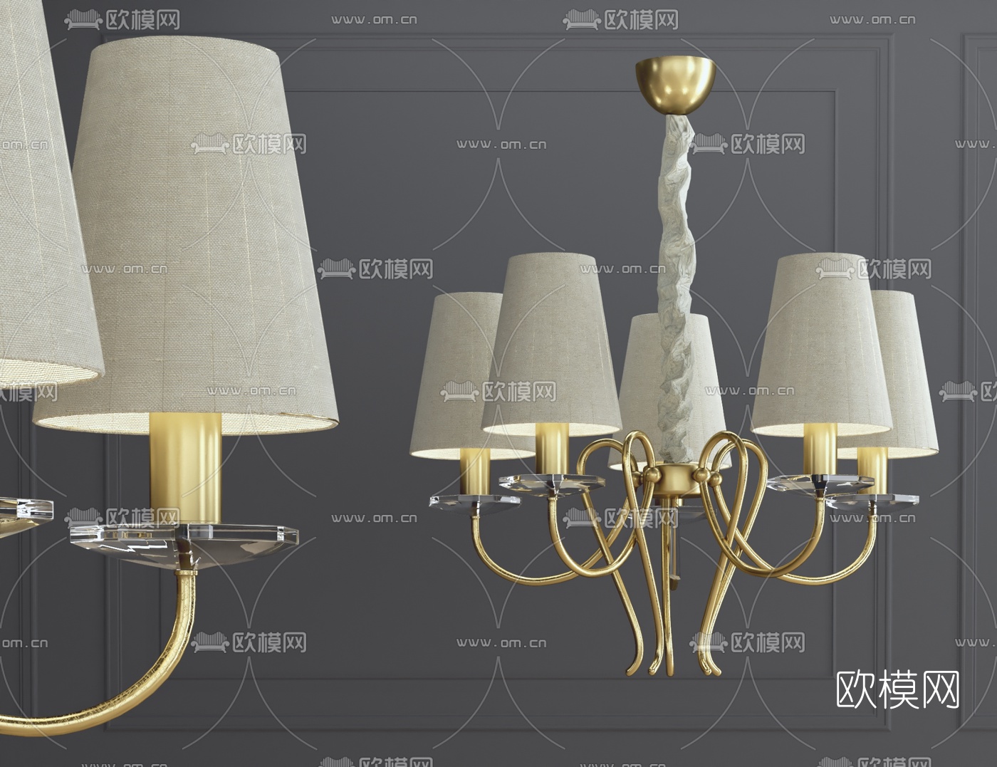 现代金属多头吊灯3d模型