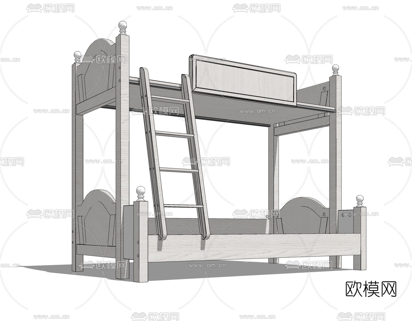 简欧儿童高低床免费su模型下载