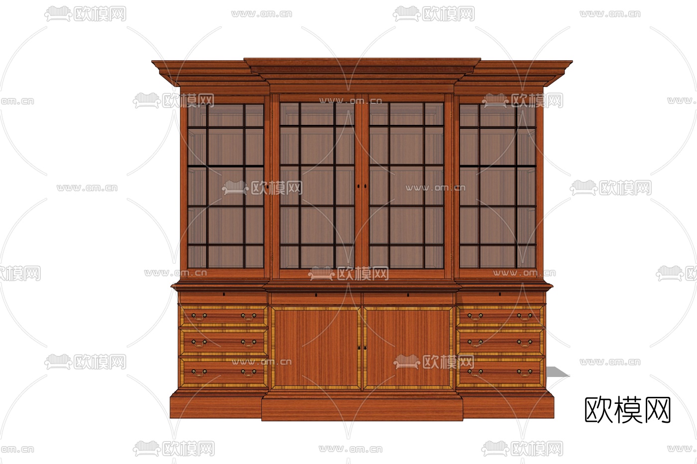 现代实木装饰柜免费su模型下载