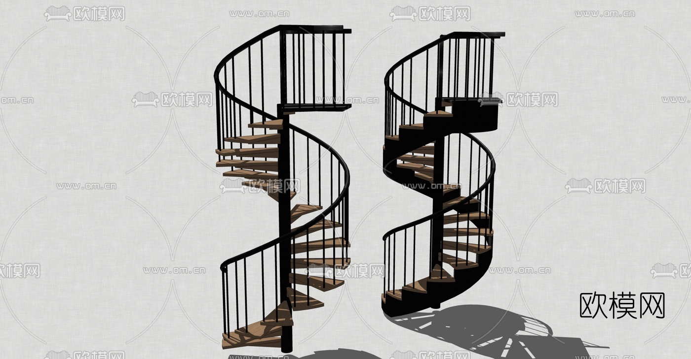 现代铁艺旋转楼梯su模型