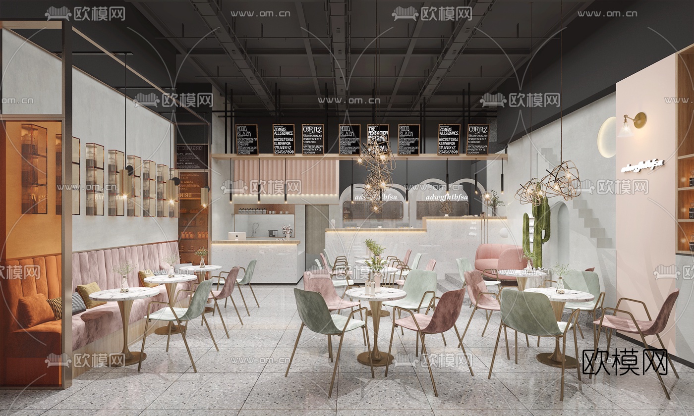 北欧奶茶店3d模型下载（渲染图1）