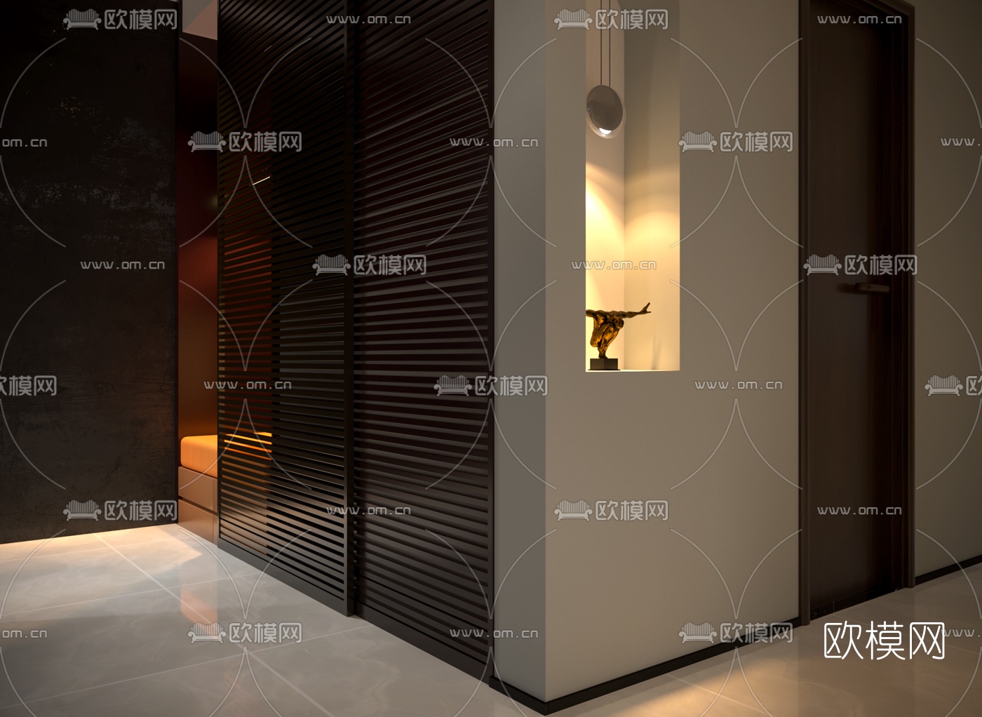 现代轻奢玄关过道3d模型