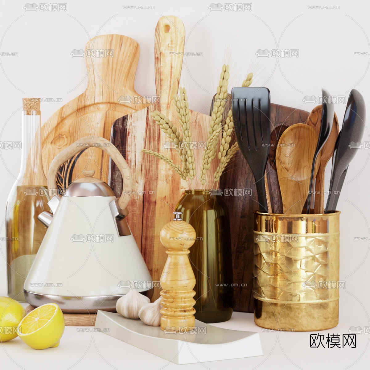 北欧厨具调味料水壶3d模型下载（渲染图3）