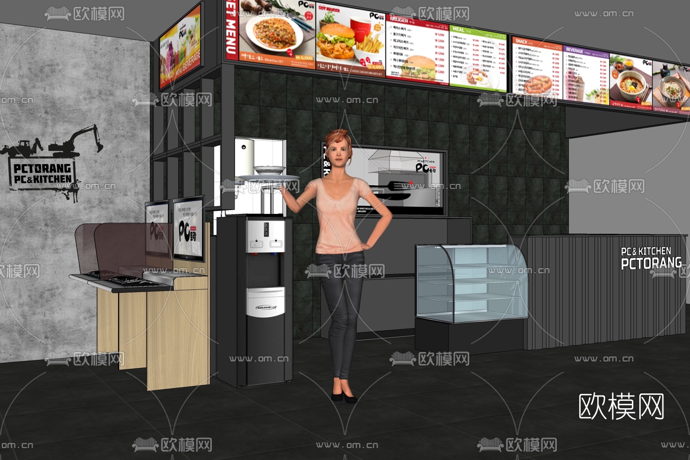 现代快餐店免费su模型下载