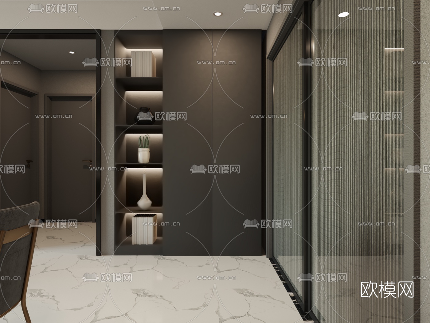 现代简约客厅餐厅3d模型