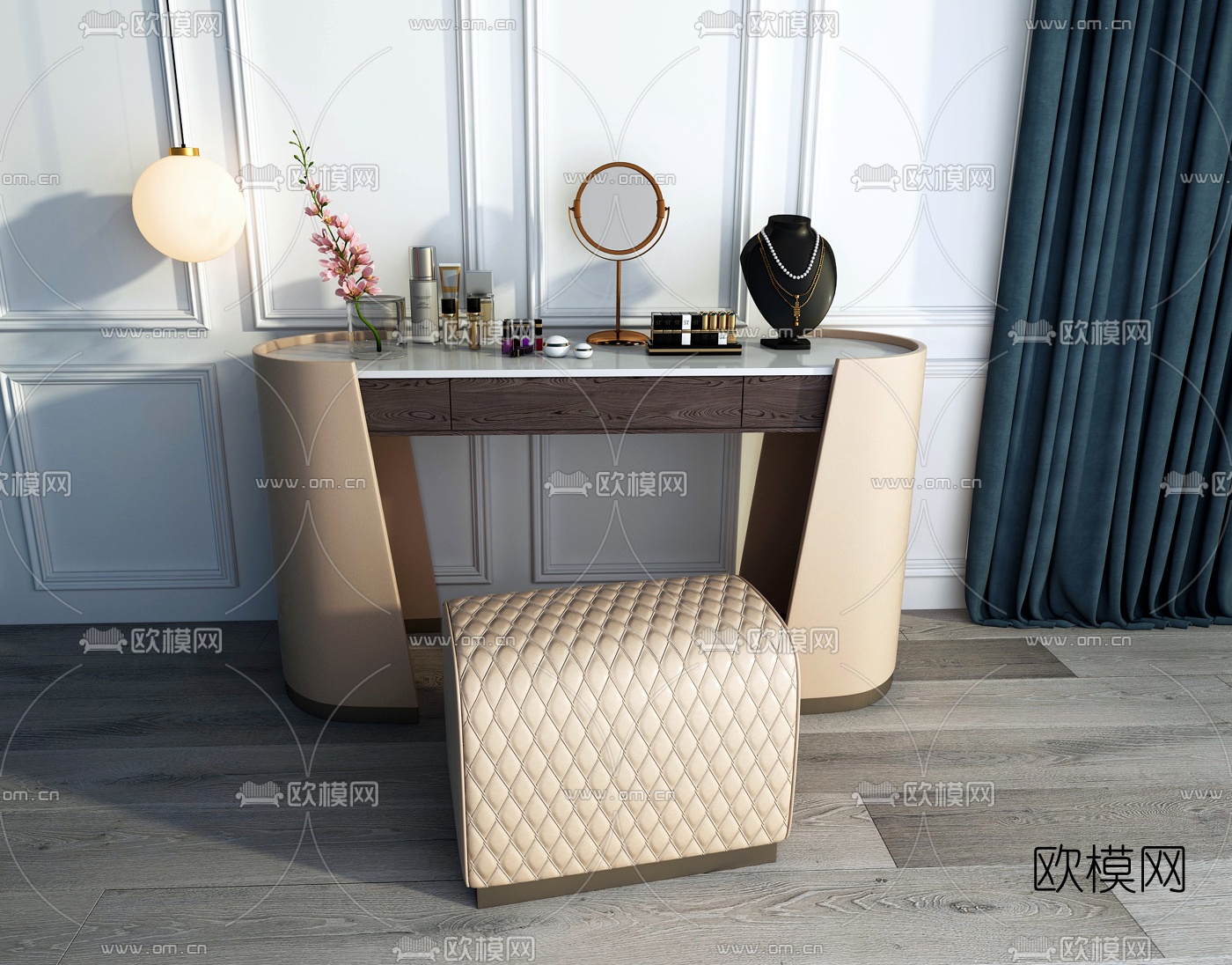现代轻奢梳妆台3d模型