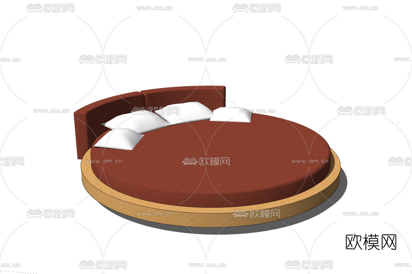 现代双人圆床免费su模型下载