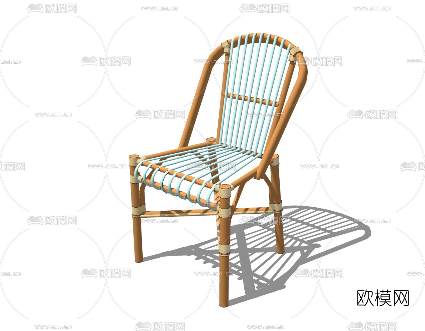 现代竹制户外椅免费su模型下载