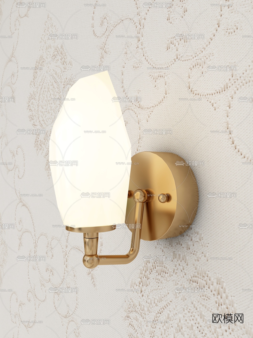 现代金属双头壁灯免费3d模型下载（渲染图2）