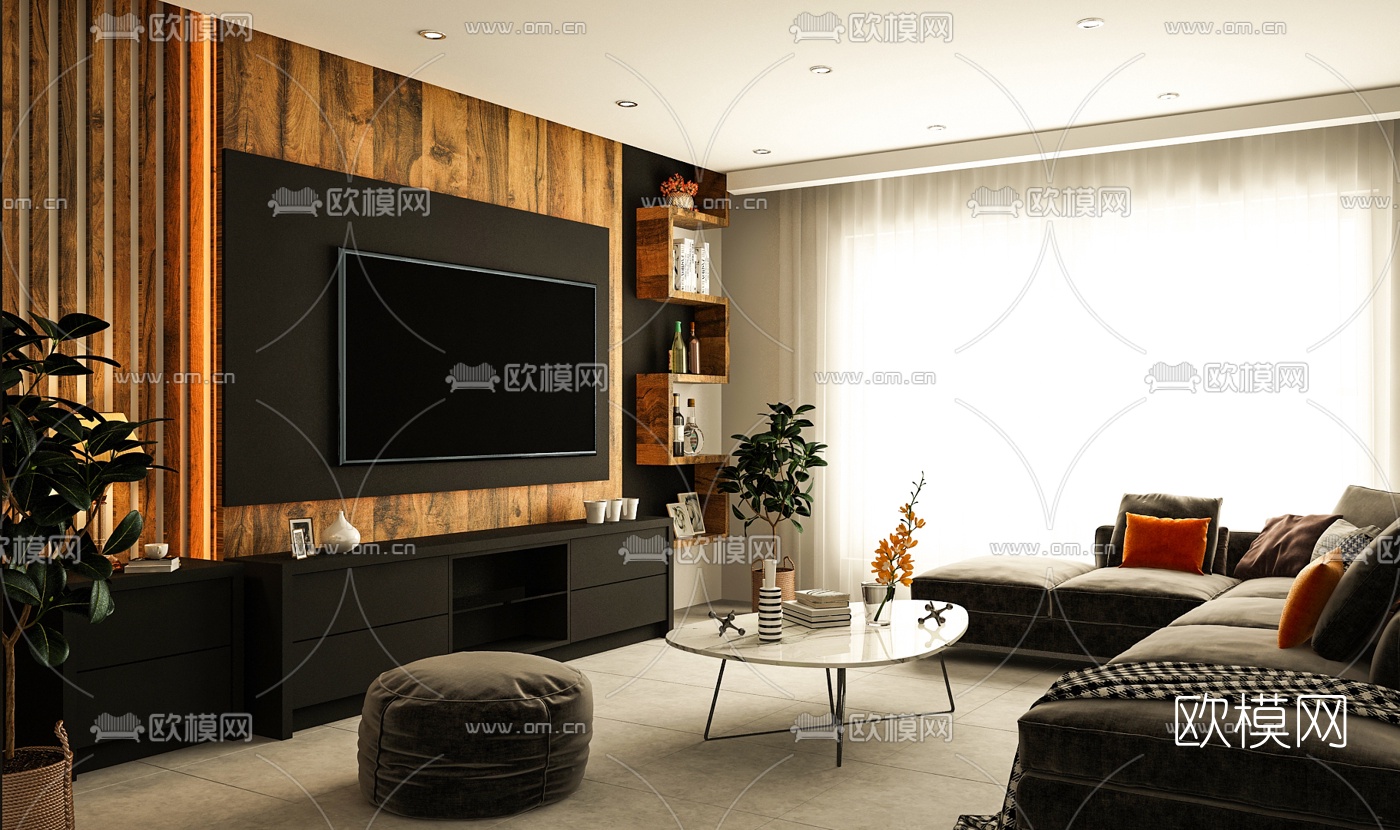 北欧客厅免费3d模型下载（渲染图1）