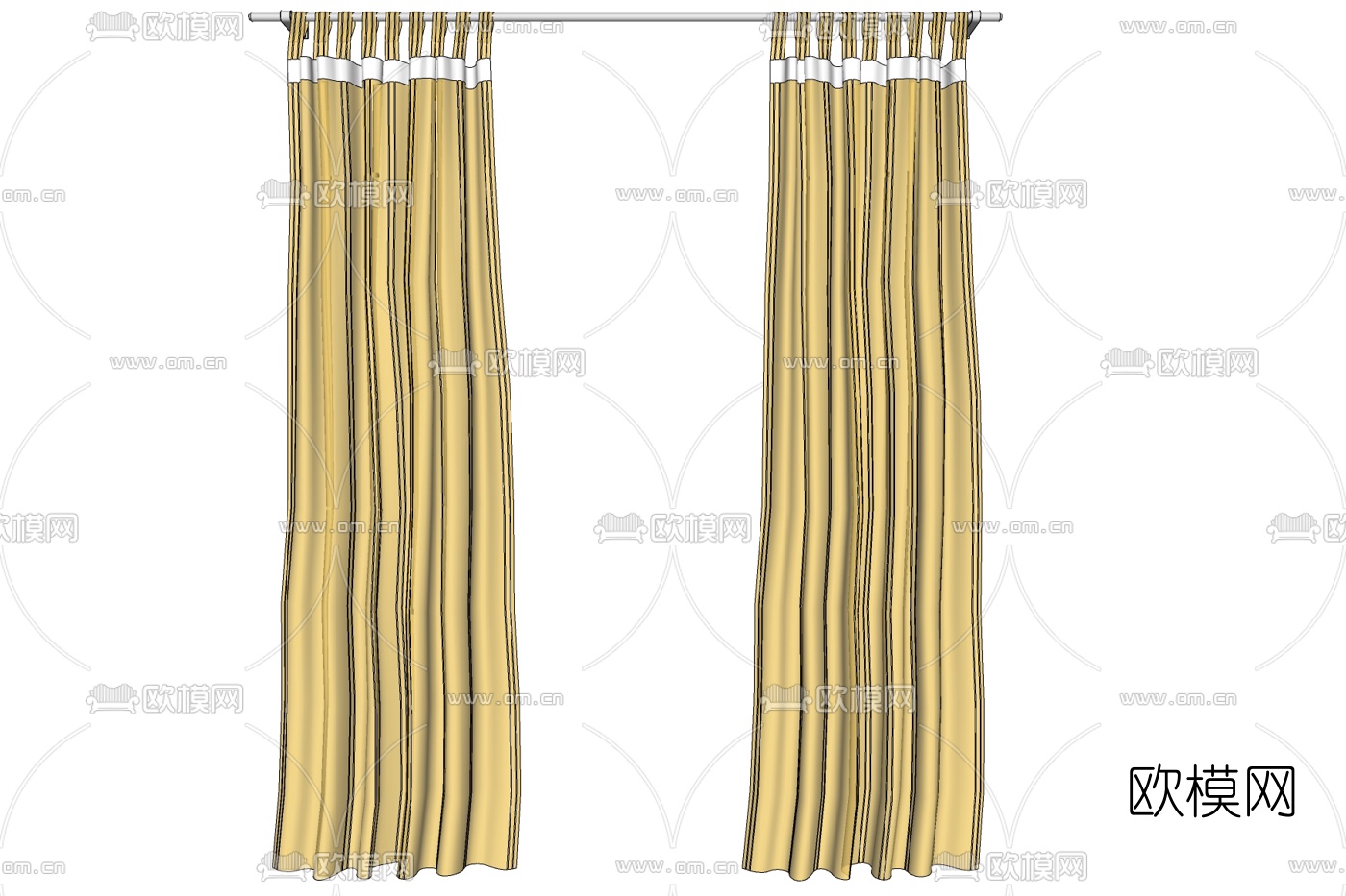 简欧窗帘免费su模型下载